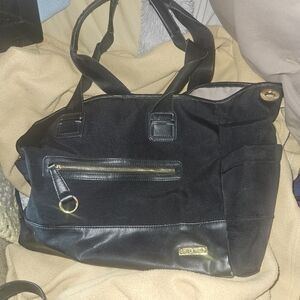 Chic Black Tote Bag with Gold Accents